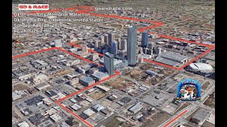 Oklahoma City Memorial Marathon (2024): fly over the marathon course! Video of the race path.