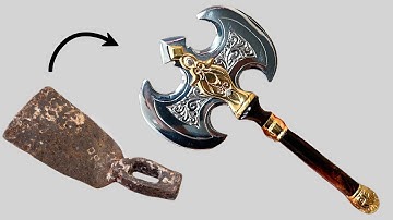 i turn rusty hoe into fancy axe - making fancy axe for decoration display