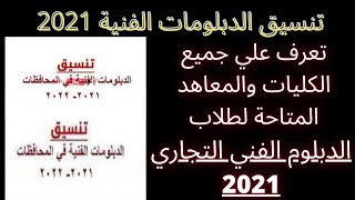 تنسيق الدبلومات الفنية 2021: بيان بالحد الأدني للقبول بالكليات والمعاهد للدبلوم التجاري ثلاث سنوات