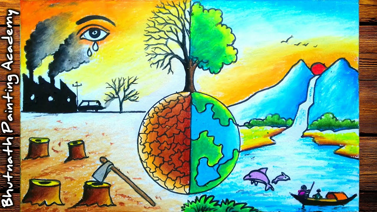 Save Environment Drawing Air Pollution Earth Day Environment Day Poster Painting Youtube