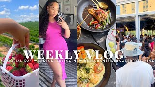 VLOG| MEMORIAL WEEKEND, NEW GREAT EATS, MAKING MY OWN FRESH JUICE, STRAWBERRY PICKING.