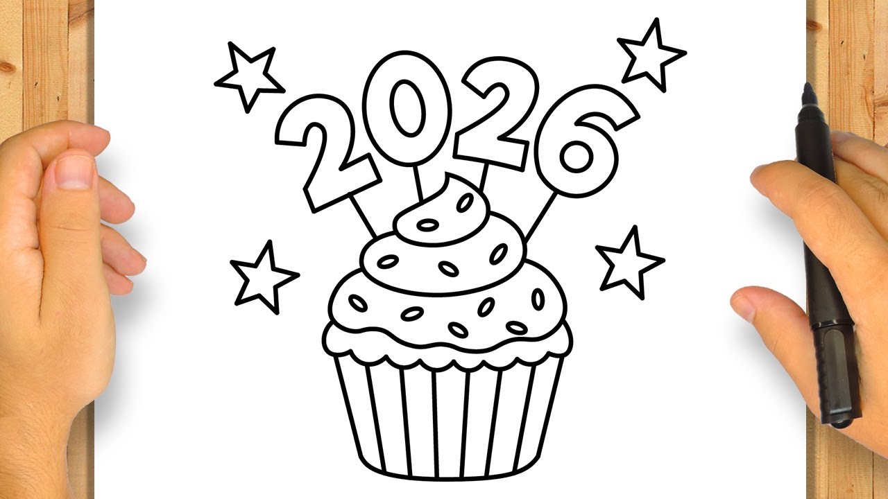 新年ドローイング How to Draw 2026 | Happy New Year | Simple and Easy Step-by-Step