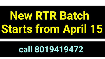 New RTR Batch starts from April 15 | Call 8019419472