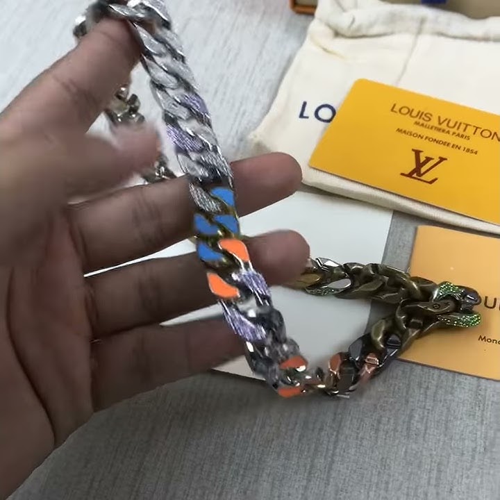 $2200 Louis Vuitton Men's Bracelet made of WHAT? Chain Link Patches Bracelet  REVIEW (Virgil)! 