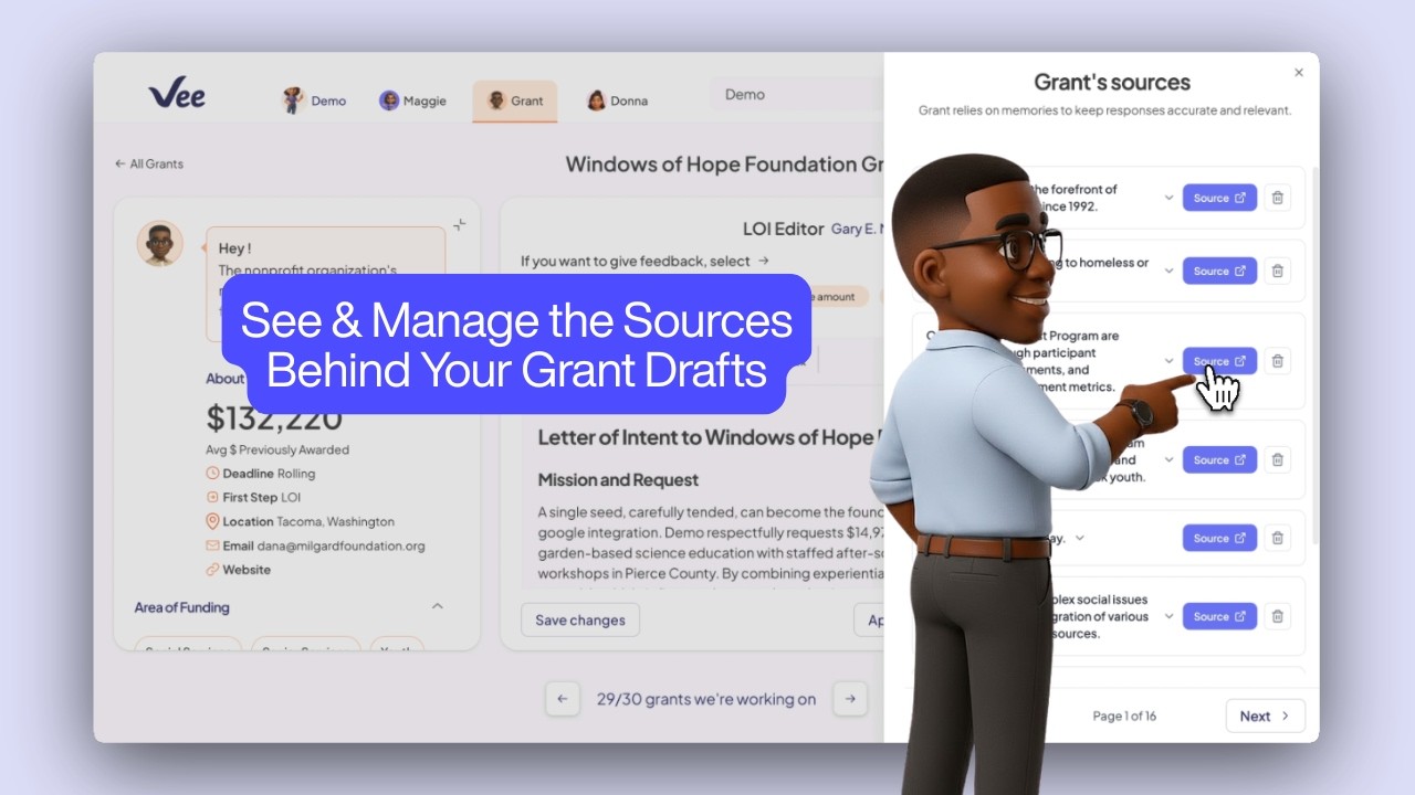 See & Manage the Sources Behind Your Grant Drafts