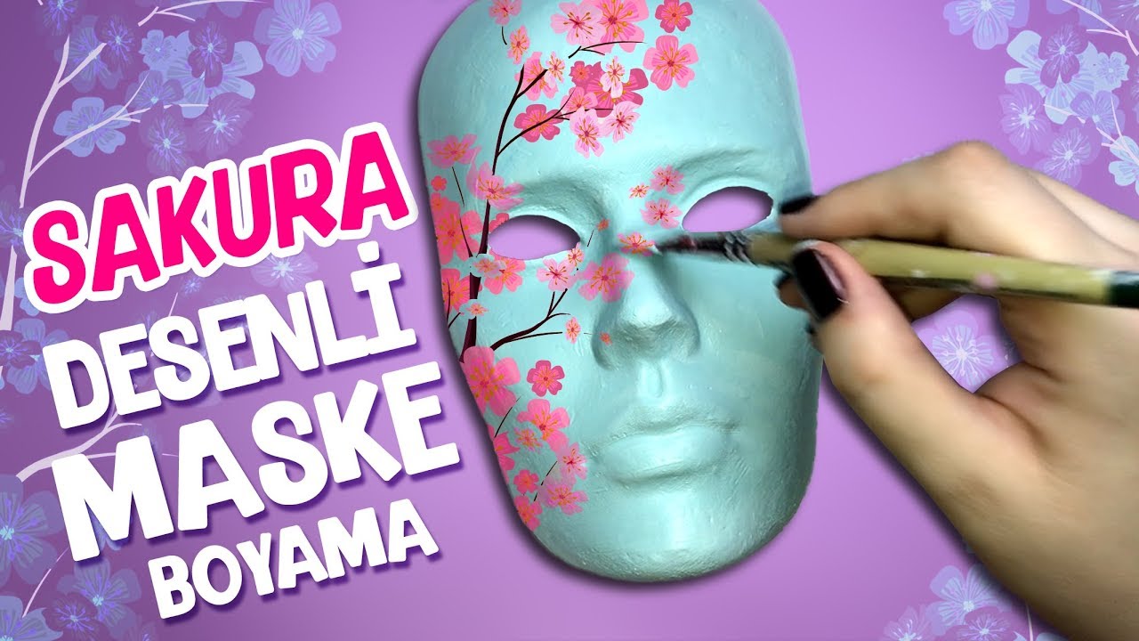 Sakura Desenli Maske Boyama Ev Dekorasyon Youtube
