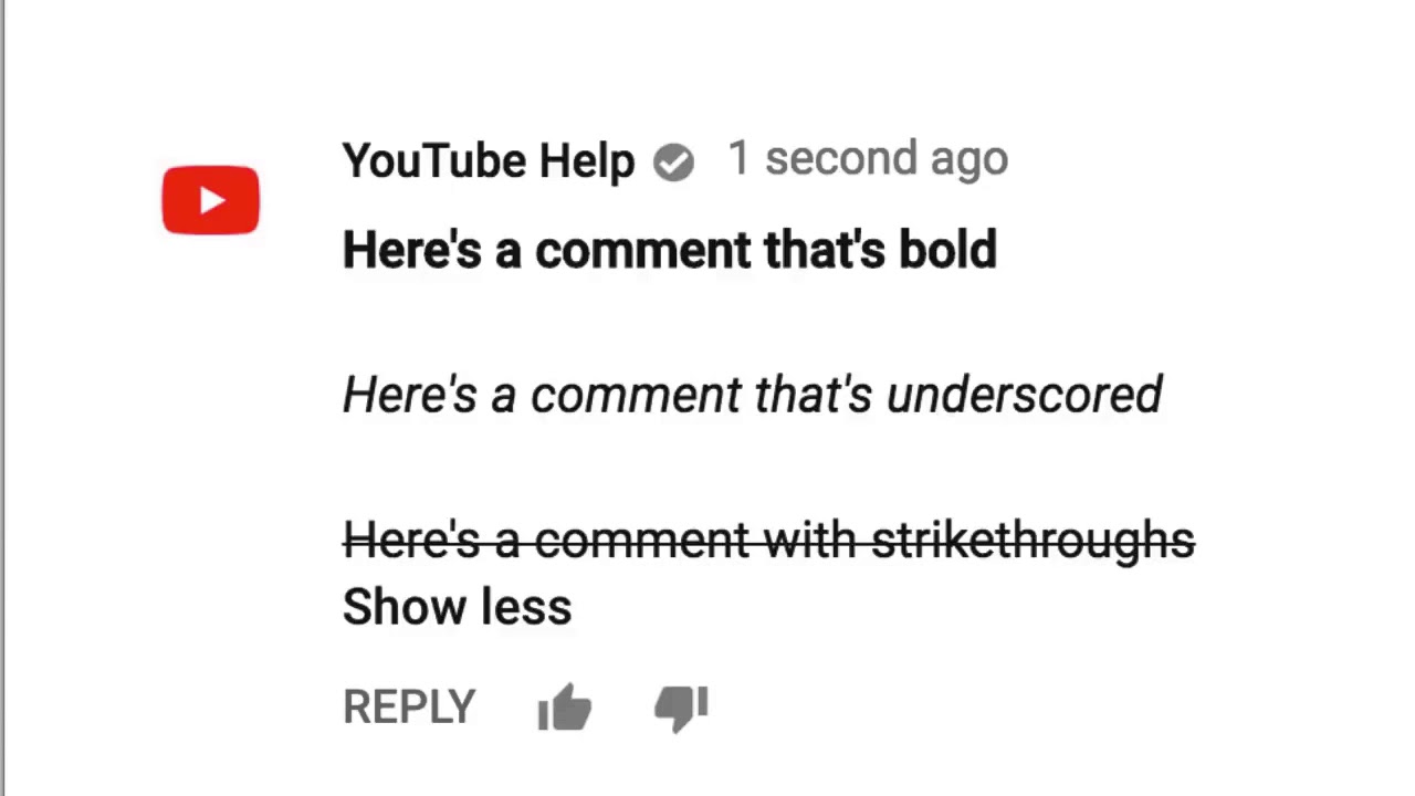 Add formatting to your comments - YouTube