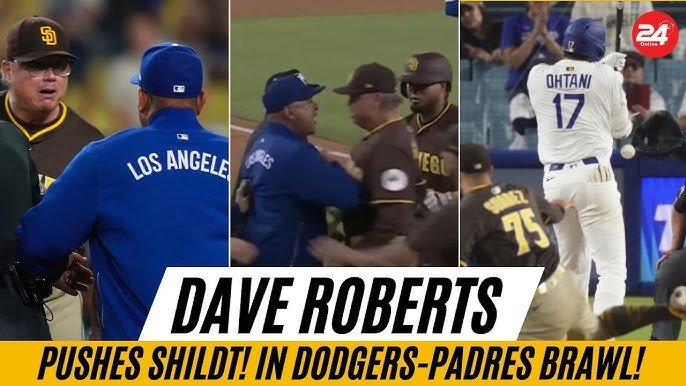 Benches Clear! Dave Roberts Shoves Mike Shildt in Fiery Dodgers-Padres Showdown!