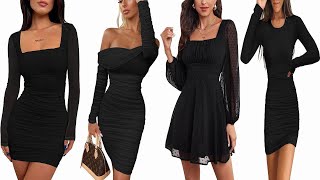 Chic and stylish black long sleeve mini dress for a variety of events