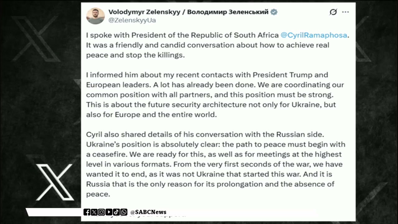 President Ramaphosa speaks to President Zelenskyy - SABC News