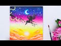 A  Fairy in a Day and Night Scene Painting Tutorial for Beginners using Simple Steps and Techniques