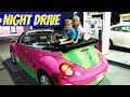 Driving the cutie car at night shopkins car at the gas station  dairy queen drive thru fast food