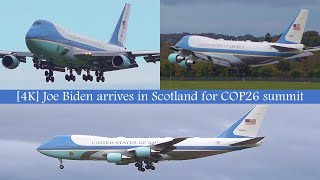 [4K] POTUS &amp; Air Force One arrival at Edinburgh Airport | #COP26