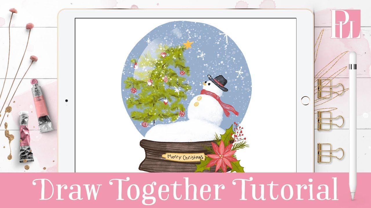 How to draw a Snow Globe step by step in Procreate Tutorial - YouTube