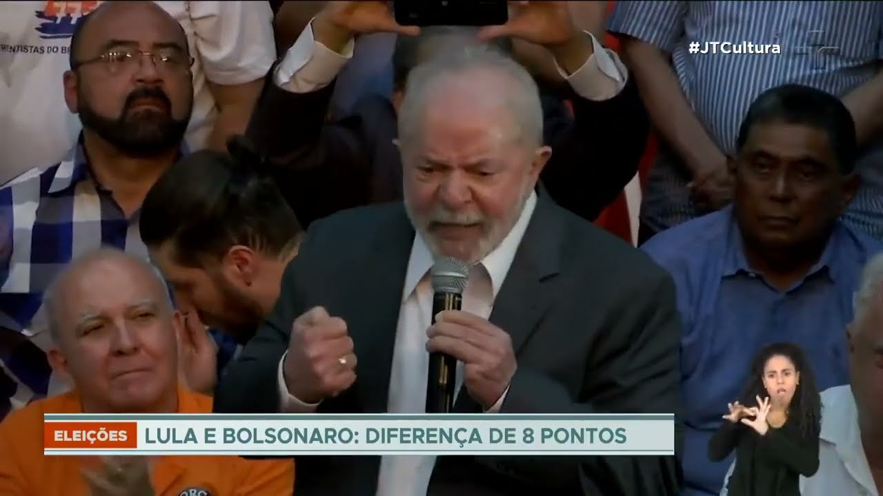 Oito pontos separam ex-presidente Lula e o atual presidente Jair Bolsonaro, em pesquisa do PoderData