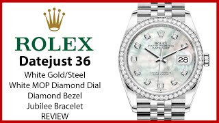 ▶Rolex Datejust 36 Gold/Steel White MOP Diamond Dial & Bezel Jubilee Bracelet - REVIEW 126284RBR