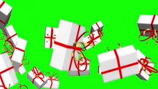Футаж падающие подарки на зелёном фоне - хромакей