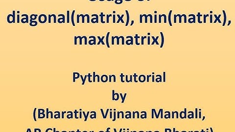 70-Usage of diagonal(matrix),min(matrix),max(matrix) in Python