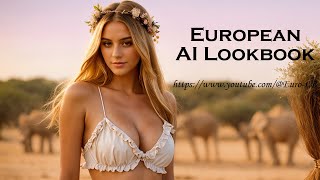 [4K] Ai Art European Lookbook Model Video-Sahel Savannah
