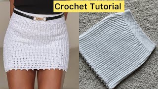 Crochet Ribbed Mini Skirt Tutorial / 1 Row Repeat