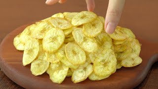 ⁣10분만에 바삭한 바나나칩 만드는법 :: 오븐, 노오븐 모두 가능 :: Crispy Banana Chips Recipe