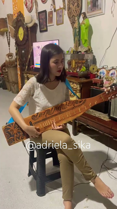wanita dayak cantik ini belajar memainkan alat musik Sape Dayak #videoshort