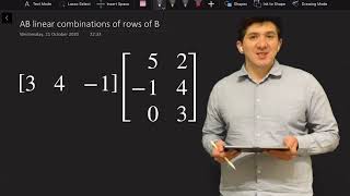 AB Matrix Multiplication as Linear Combination of Rows of B