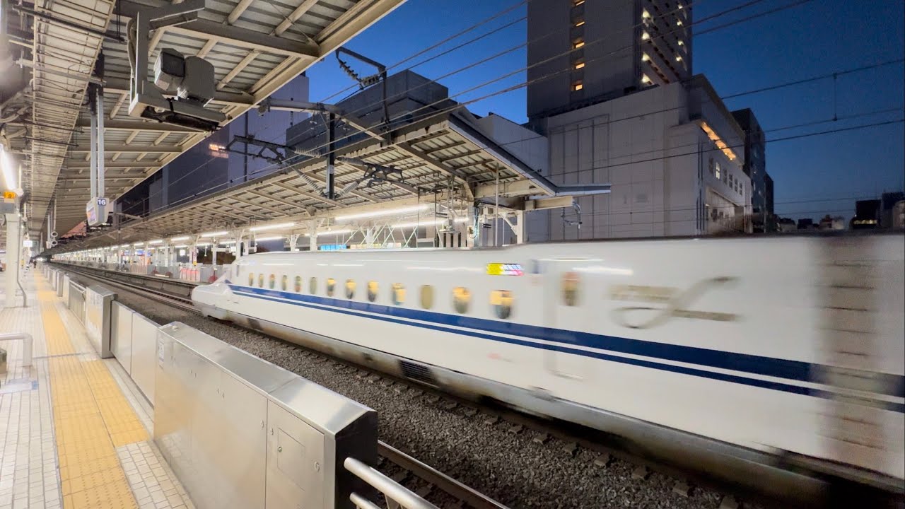 N700Sの鬼加速！　発車した列車が34秒で視界から消える！　【4K/60 fps】