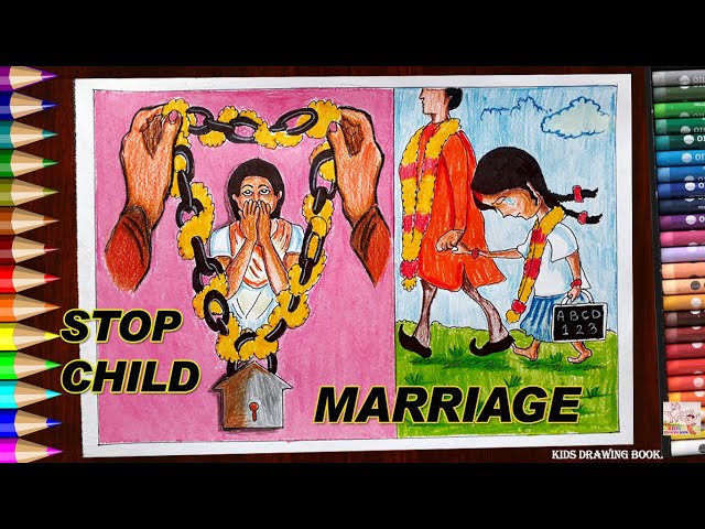 Drawing on Stop child marriage || Child marriage drawing  #journeyofmycolours #drawing #motivational - YouTube