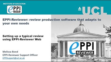 Setting up a typical review using EPPI-Reviewer Web