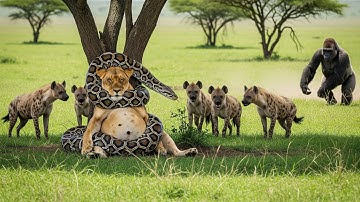 Hyenas Find Giant Python Attacking Pregnant Lioness, You Won