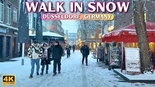 Snowfall Walk 4k ☃️ Снег в Германии 2024 🇩🇪 (Дюссельдорф) - С подписями
