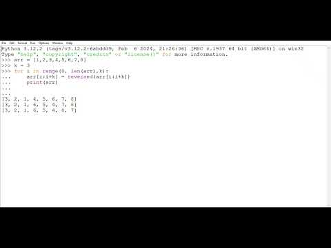 Python program : WAP in array to reverse art in group k