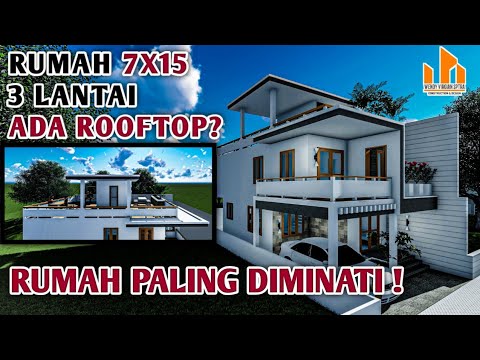  Desain  rumah  minimalis  ukuran  7x15m 3  lantai rooftop 