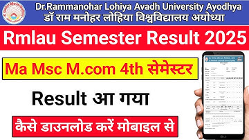 Rmlau Result news today| rmlau Result update Rmlau Ma Msc M.com  2nd 4th Semester Result 2025 
