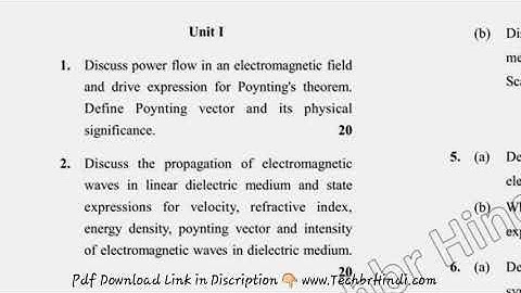 MSc Physics 3rd Sem Electrodynamics & Plasma Physics Question Paper