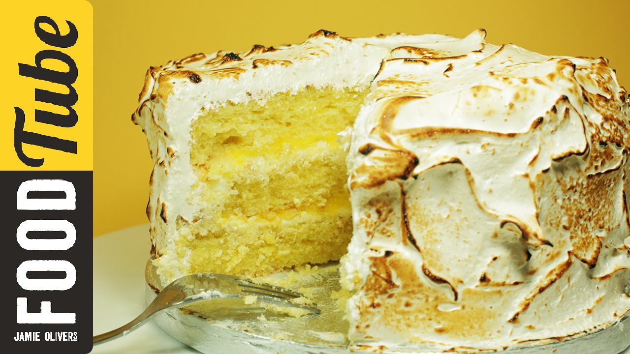 Triple-Layer Lemon Meringue Cake with Marshmallow Icing 