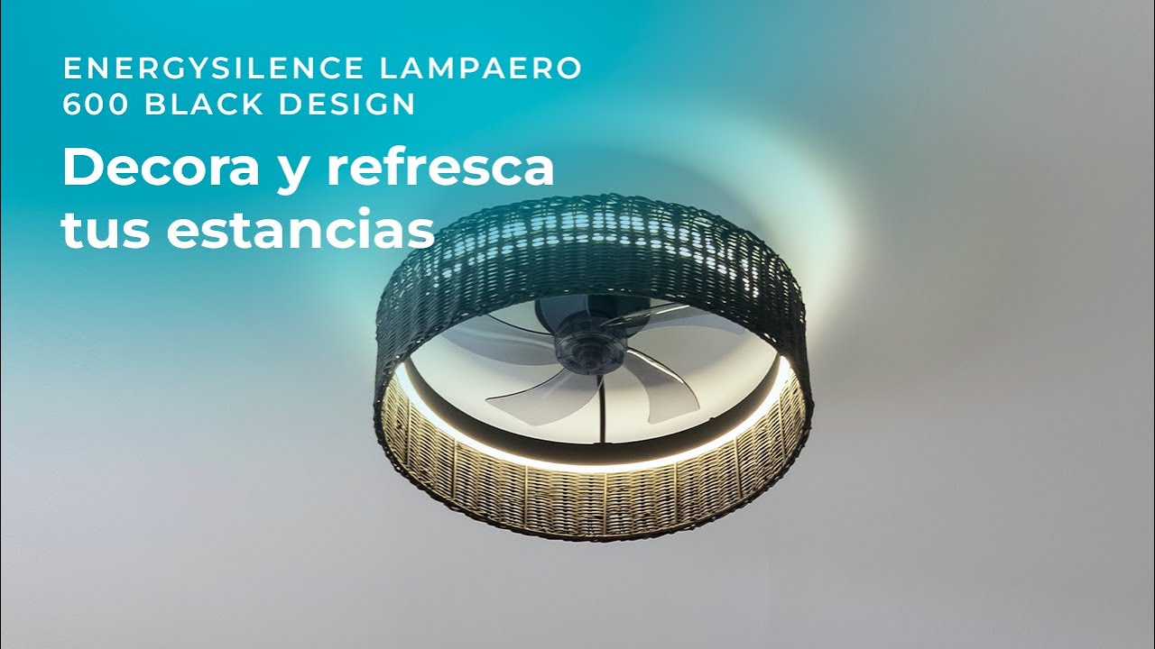 Ventilador de techo EnergySilence LampAero 600 Black Design con motor DC, luz LED y control remoto.