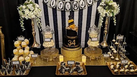Black Label Birthday Party Dessert Table Decor @ The Bianco