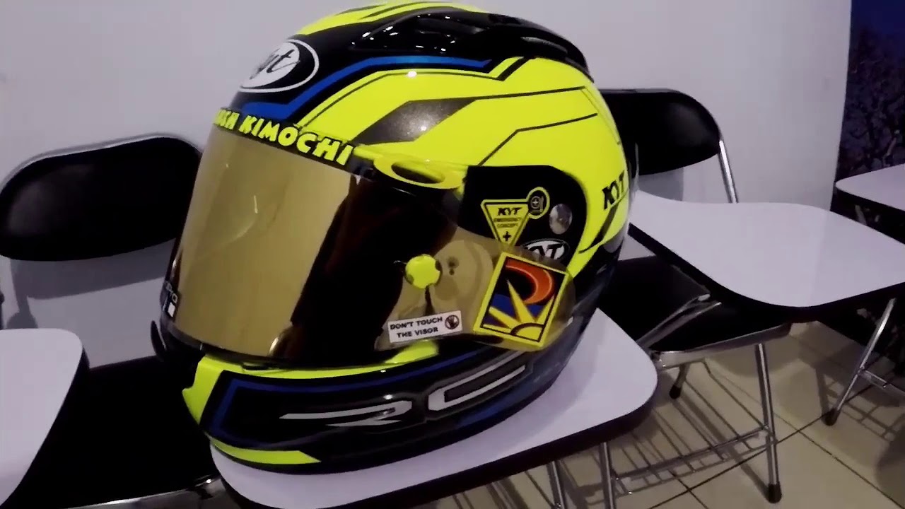 Review modifikasi Helm KYT RC 7 yellow Fluo - YouTube