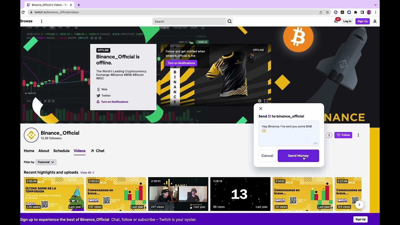 Send and Receive BNB on Twitch with PIP
