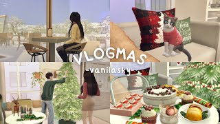 [ Sims 4 Vlog ]ᰔᩚ🎄🎉🎅🏻⋆⑅˚₊ decorated house, go to restaurant, Christmas market ect.