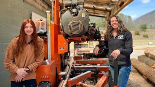 Training My Mom on the LT40 Woodmizer Sawmill