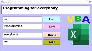 How to use the Len, Left, Right and  Mid functions in Excel Userform VBA