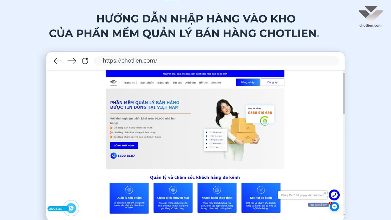 Hướng dẫn Nhập hàng vào kho Phần mềm Chotlien,com