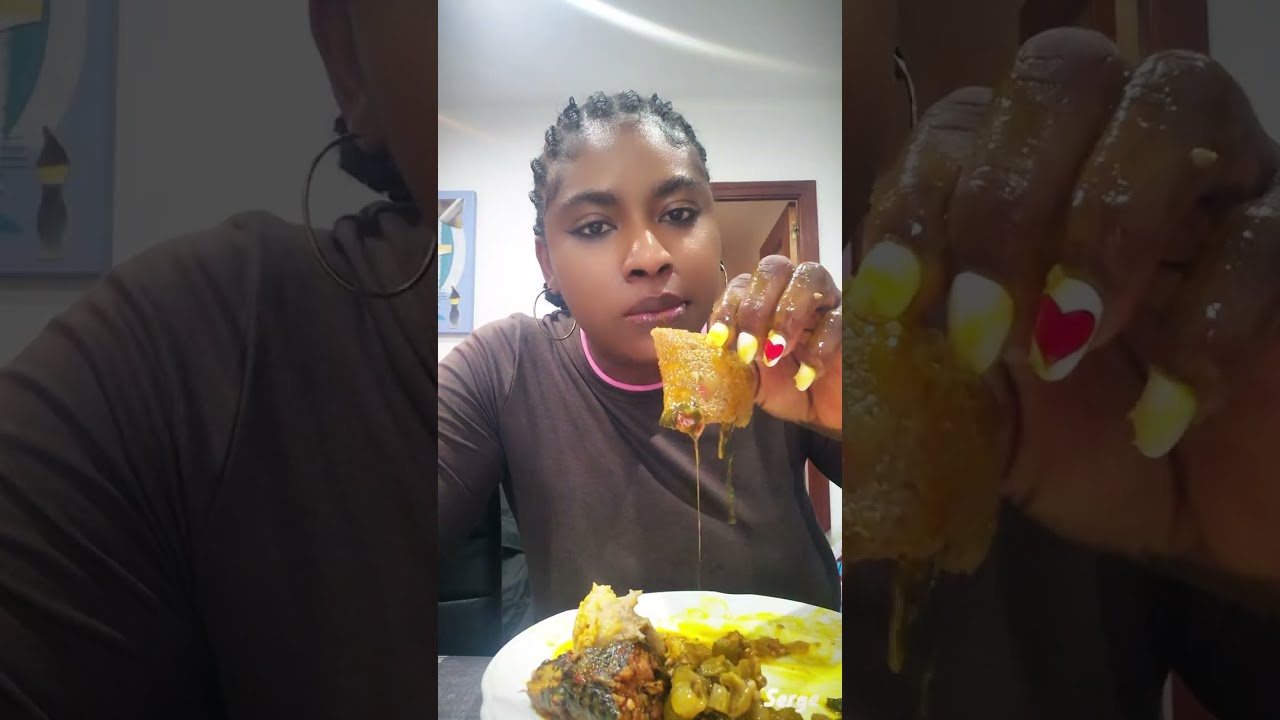 LOUDEST ASMR with my  DOG 🐕 OKRO FUFU  soup mukbang 