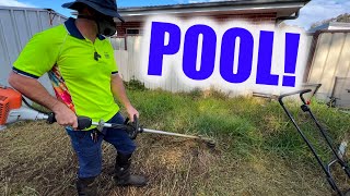 His Grass Was So Long, It Grew Over The Pool! Free Yard Clean up For A Man In Need Part 3