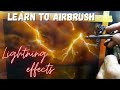 How  to airbrush lightning and clouds over water in this full length tutorial. Learn tips and tricks