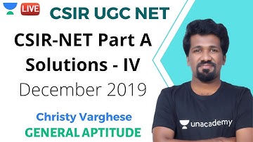 CSIR-NET Part A Solutions - IV December 2019 | General Aptitude | CSIR UGC NET | Christy Varghese
