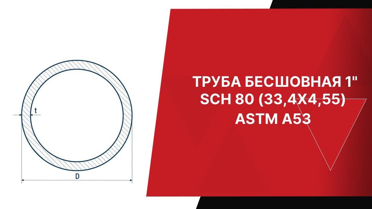 ТРУБА БЕСШОВНАЯ 1\" SCH 80 33,4Х4,55 ASTM A53 ЕВРОПЕЙСКАЯ ...